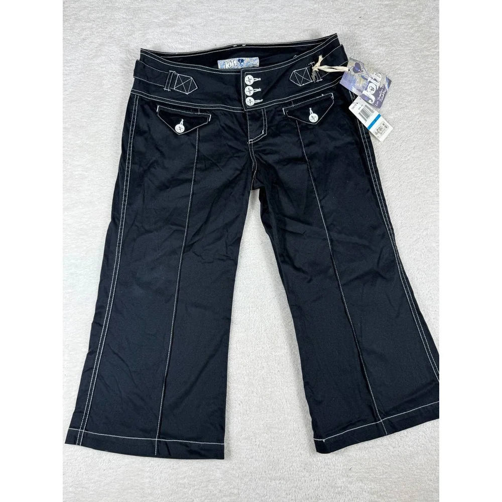 Jolt Capri Pants Women 9 Black NEW Contrast Stitch‎ Y2K Mall Goth Cropped gaucho